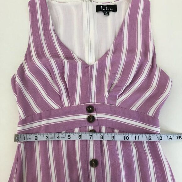 Lulus Jacqui Lavender and White Striped Button Front Midi Dress Women's Small - Picture 8 of 13